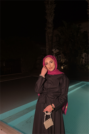 Meva Kurdele Detaylı Premium Poplin Takım - Siyah 