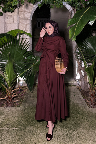 Meva Kurdele Detaylı Premium Poplin Takım - Bordo  