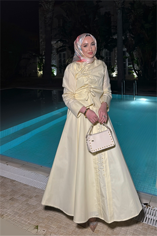 Meva Kurdele Detaylı Premium Poplin Takım - Butter Yellow