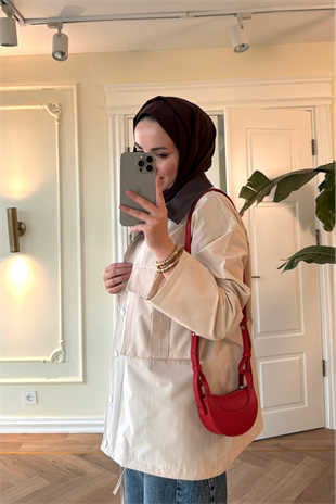 Mng Kontrast Yakalı Premium Oversize Ceket-Bej