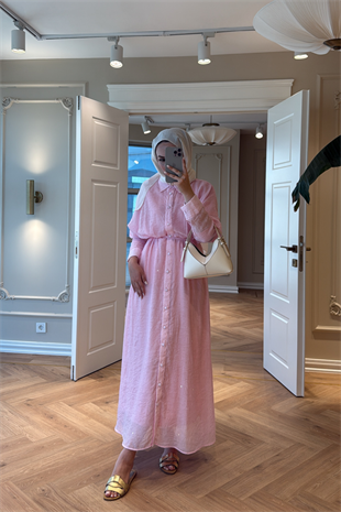 Monica Taşlı Elbise Pembe