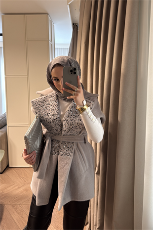 Nakış Detaylı Gold Fox Yelek-Taş