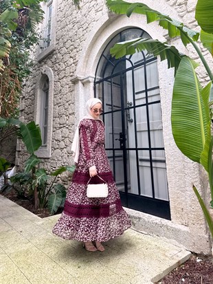 Noir Dantelli Etekli Takım - Bordo