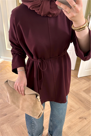 Premium Oversize Basic Sweat  -Bordo