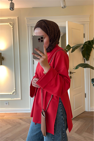 Premium Oversize Basic Sweat -Kırmızı 