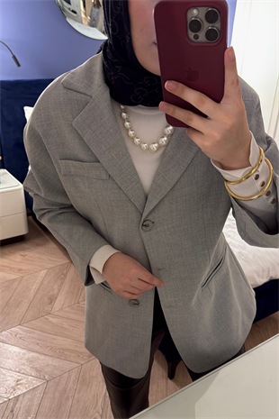 Reyna Viskon Ceket-Açık Gri