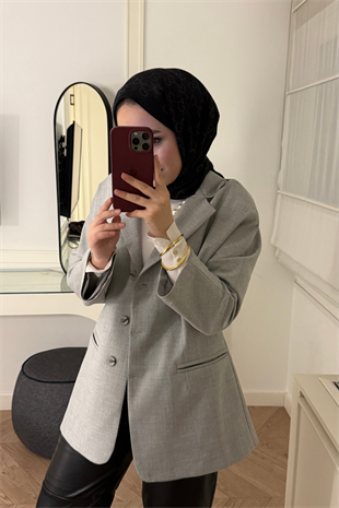 Reyna Viskon Ceket-Açık Gri