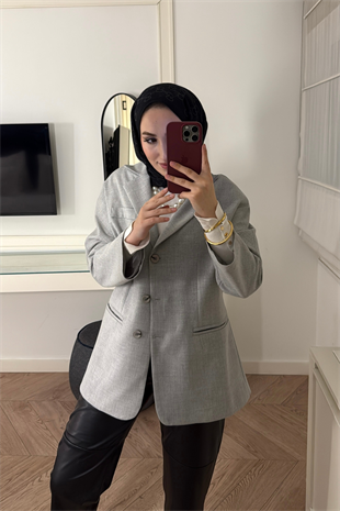 Reyna Viskon Ceket-Açık Gri