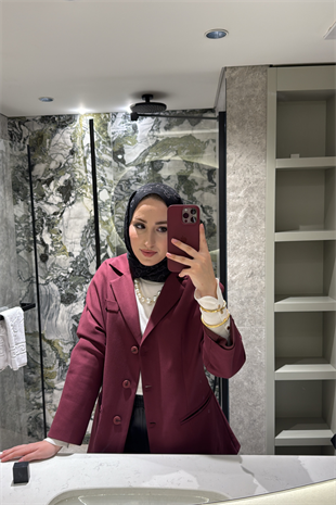 Reyna Viskon Ceket-Bordo
