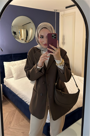 Reyna Viskon Ceket-Kahverengi
