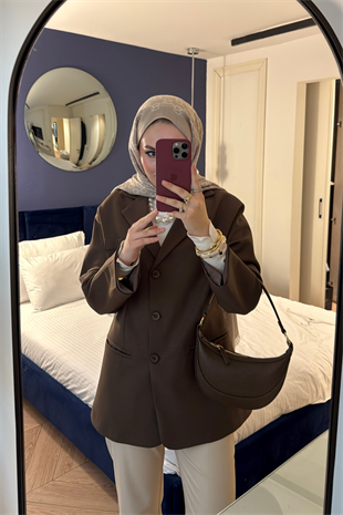 Reyna Viskon Ceket-Kahverengi