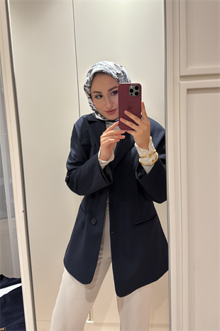 Reyna Viskon Ceket-Lacivert