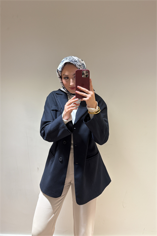 Reyna Viskon Ceket-Lacivert