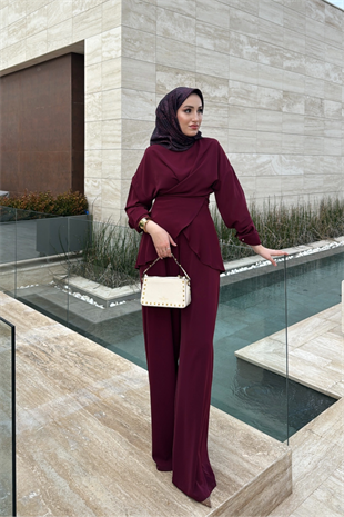 Rise Pantolonlu Takım - Bordo