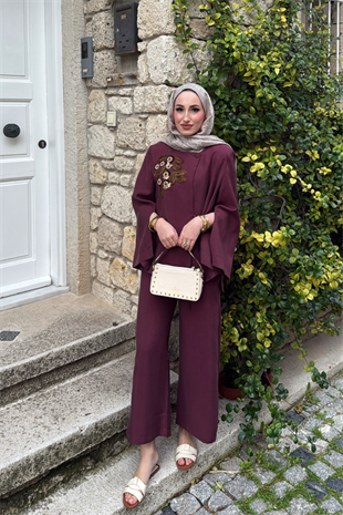 Roger Pantolonlu Takım - Mürdüm 