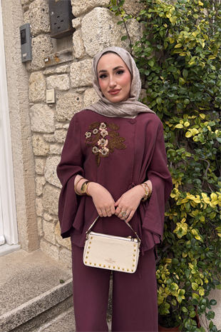 Roger Pantolonlu Takım - Mürdüm 