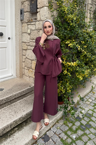 Roger Pantolonlu Takım - Mürdüm 