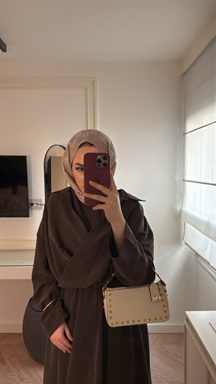 Rosted Gömlekli Modal elbise - Acı Kahve