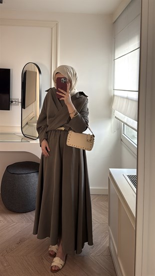 Rosted Gömlekli Modal elbise - Haki