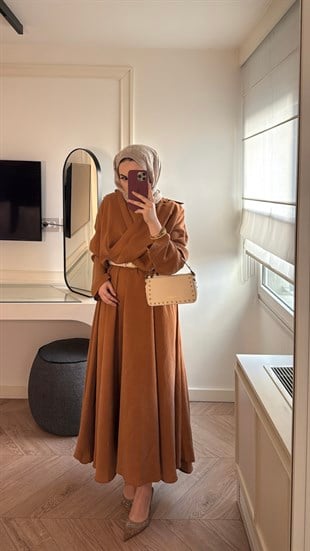 Rosted Gömlekli Modal elbise - Kiremit