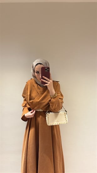 Rosted Gömlekli Modal elbise - Kiremit