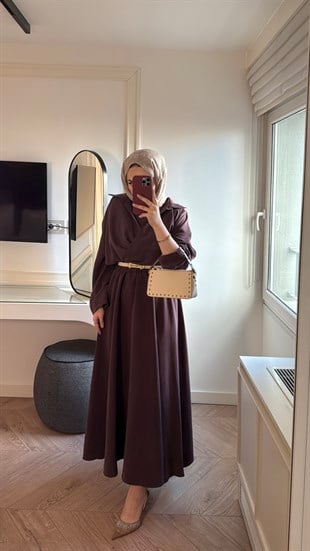 Rosted Gömlekli Modal elbise - Mürdüm