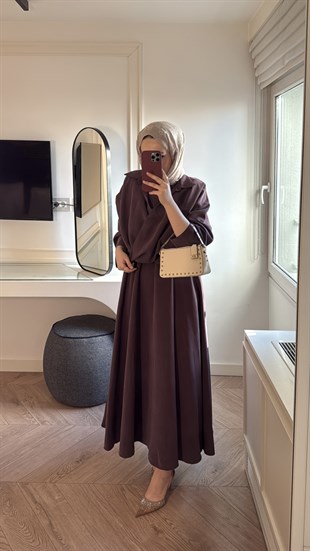 Rosted Gömlekli Modal elbise - Mürdüm