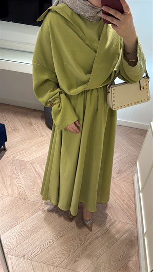 Rosted Gömlekli Modal elbise- Yağ Yeşili