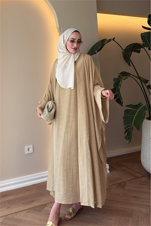 Royal Taşlı Abaya Takım - Çağla