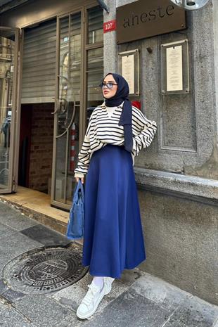 Scuba kloş etek-lacivert - vakronline