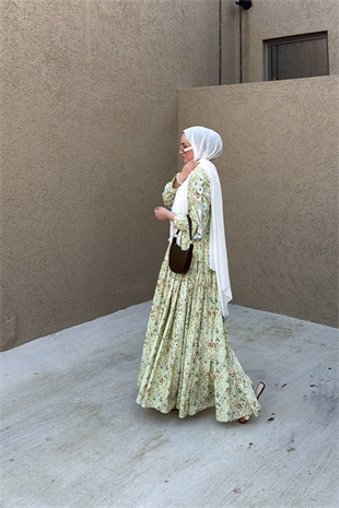 Senorita Güpür Detaylı Özel Tasarım Elbise - Fıstık 
