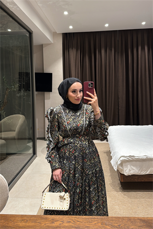 Senorita Güpür Detaylı Özel Tasarım Elbise - Siyah  