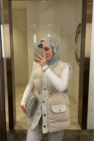 Sindy Premium Tuvit Şişme Yelek-Krem