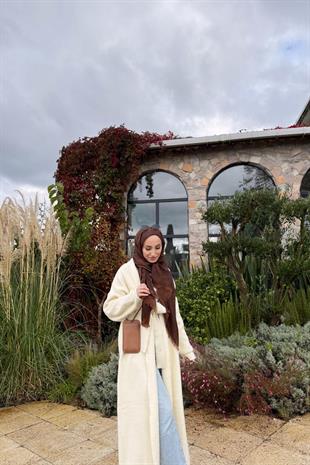 Tam Boy Angora Premium Hırka-Ekru