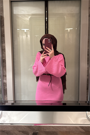 Triko Elbise-Pembe