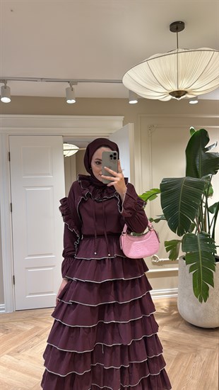 Velvet Vual Takım Bordo