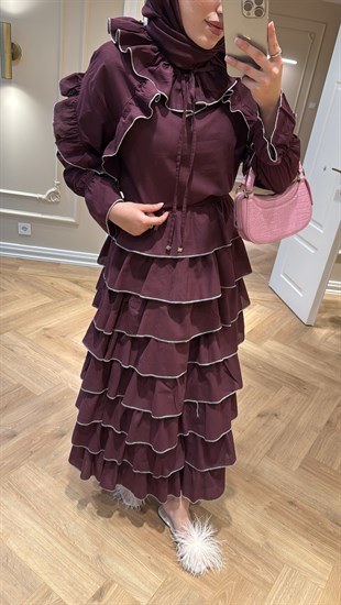 Velvet Vual Takım Bordo