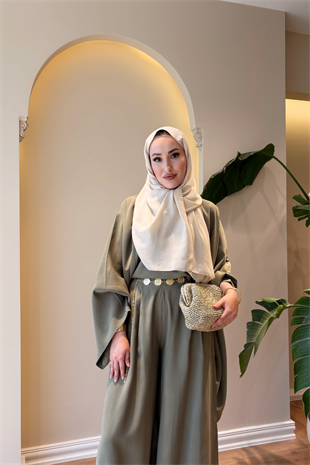 Vera Gold Aksesuarlı Pantolonlu Takım - Haki