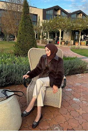 Vessa Deri Yakalı İthal Kürk -kahve ( Kemer Dahil Değildir)