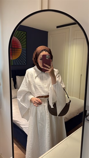 Deny Yarasa Kol Brode Etekli Takım - Beyaz