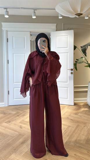 Yoyo Pantolonlu Takım Bordo