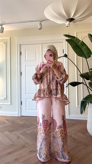 Zimmer Volanlı Pantolonlu Takım - Pembe 