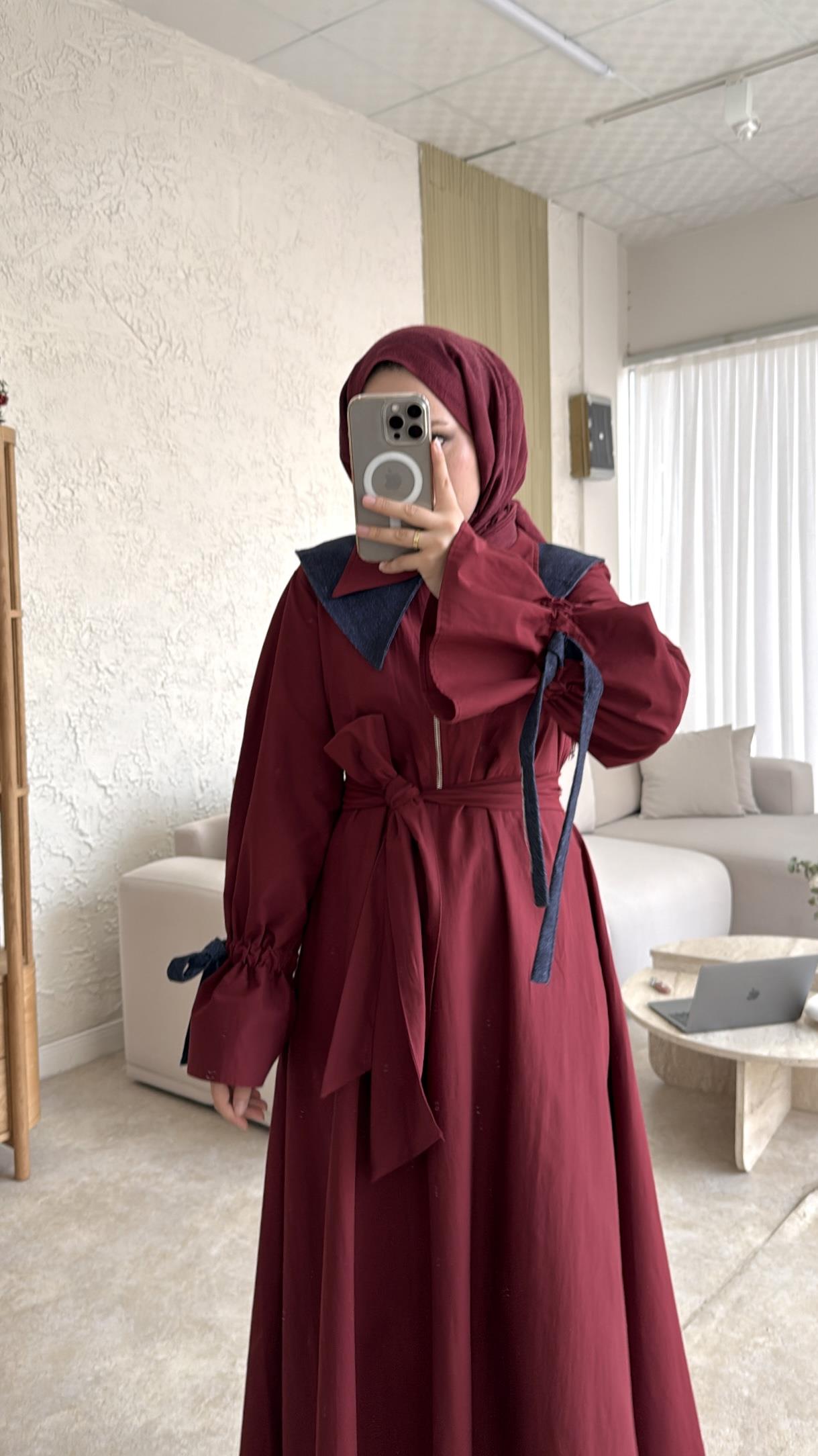 Morina bebe yaka elbise-bordo - vakronline