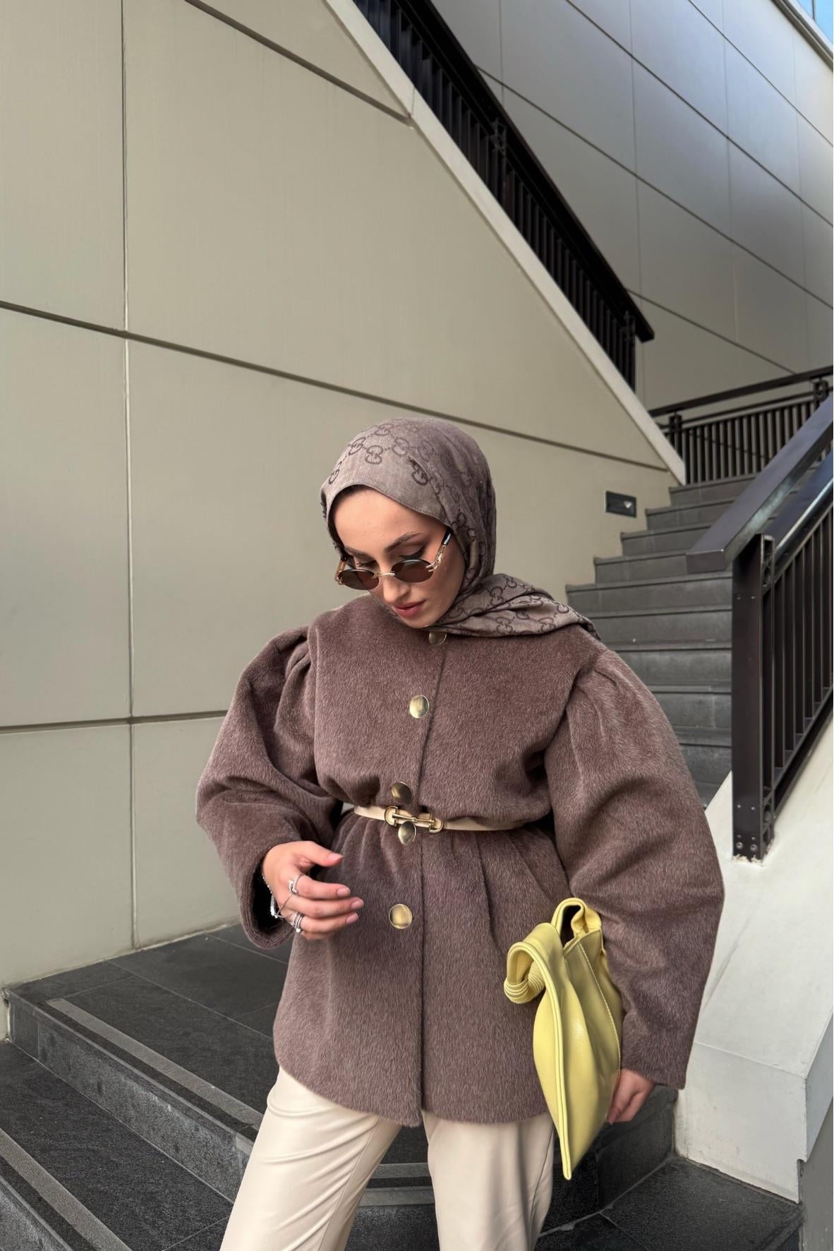 Gold fox Beli lastikli ceket-vizon