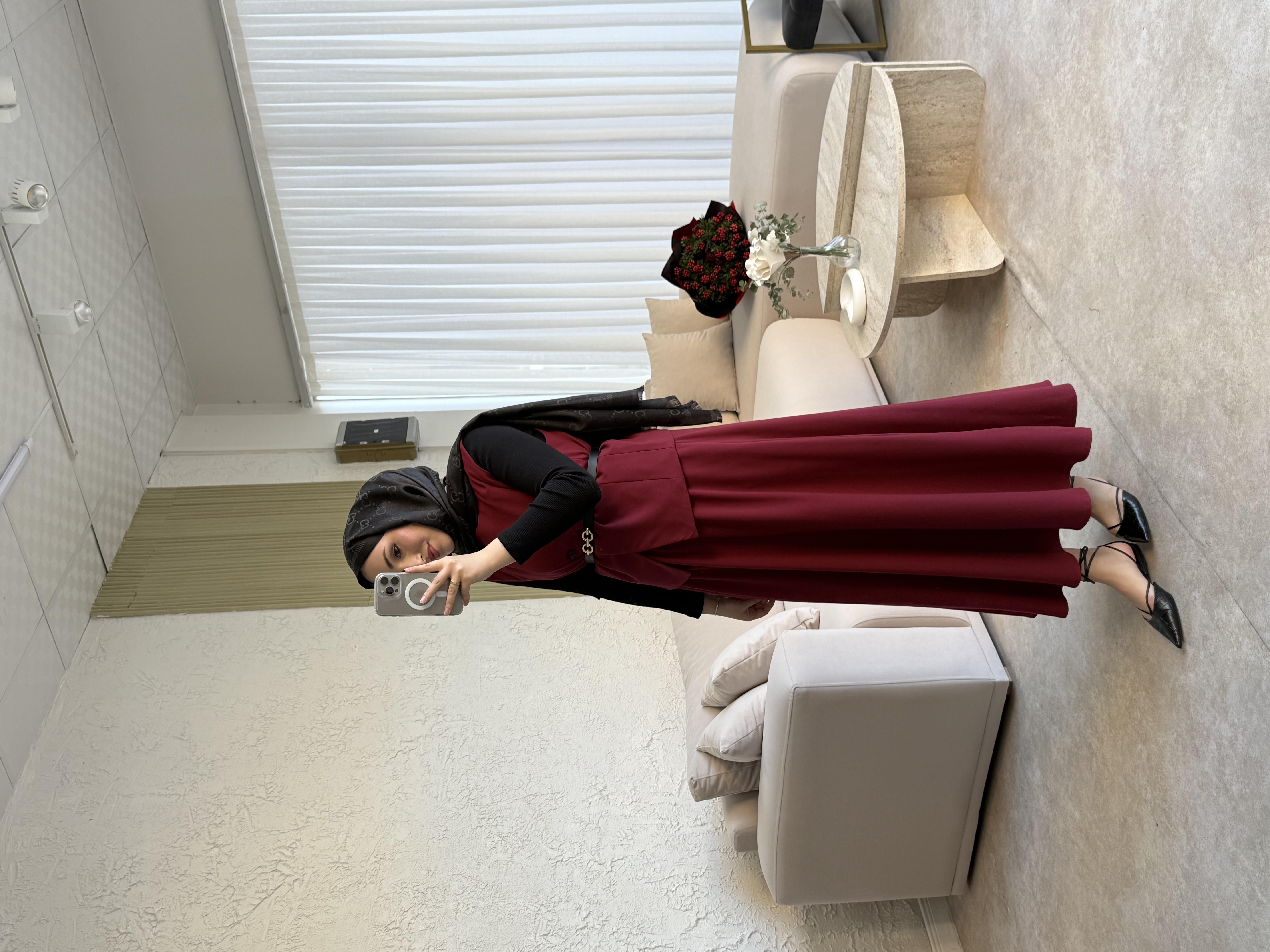 İsabel etekli takım-bordo - vakronline