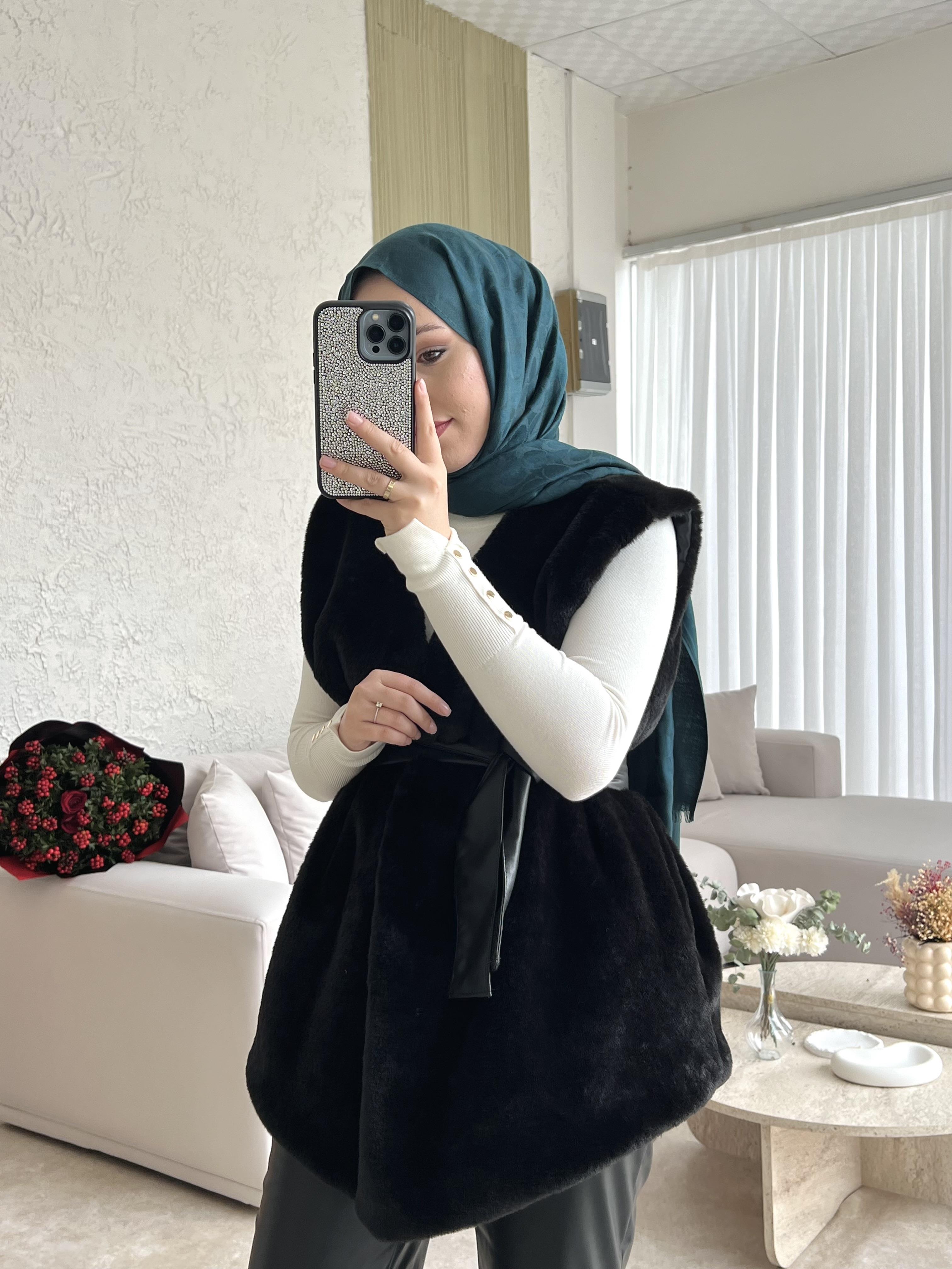 Angora yelek -siyah - vakronline