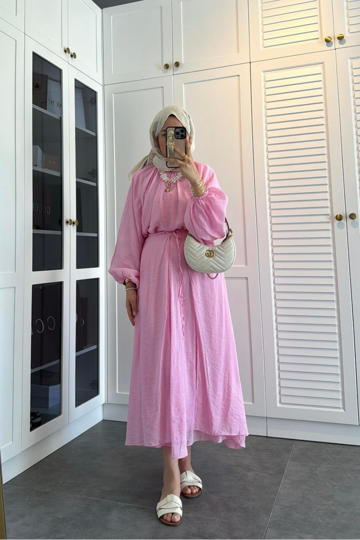 Balon kol etekli takım-pembe - Vakronline