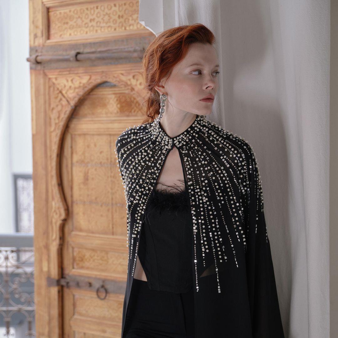Taşli si̇yah şi̇fon abaya elbi̇se - vakronline