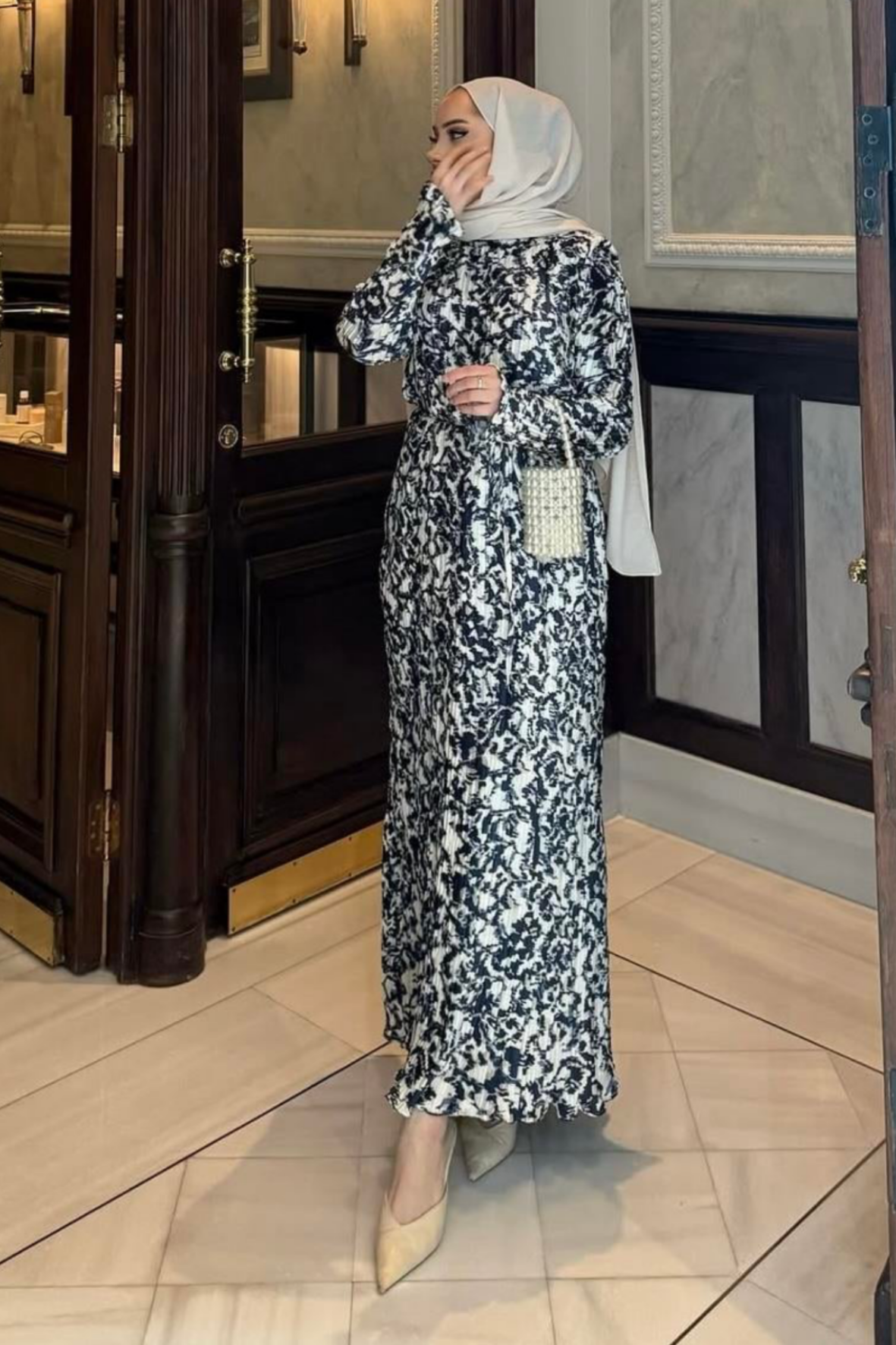 Vatkalı elbise-lacivert - vakronline