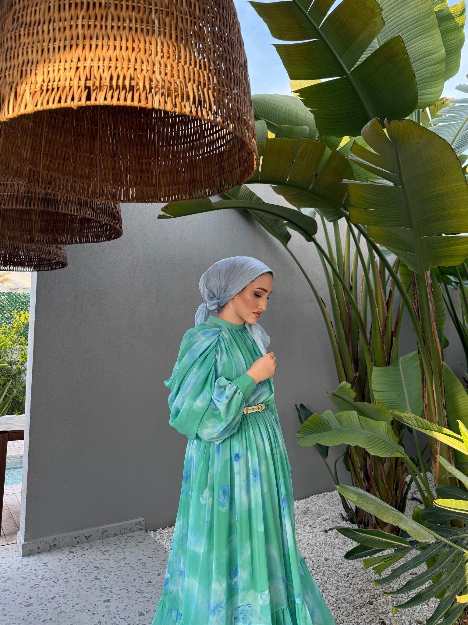 Cherry elbise-mavi - vakronline